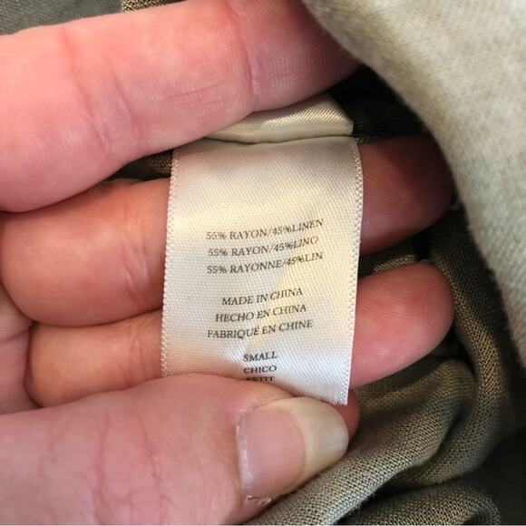 Rails army green gray camo linen blend button shirt dress size Small - Picture 9 of 16